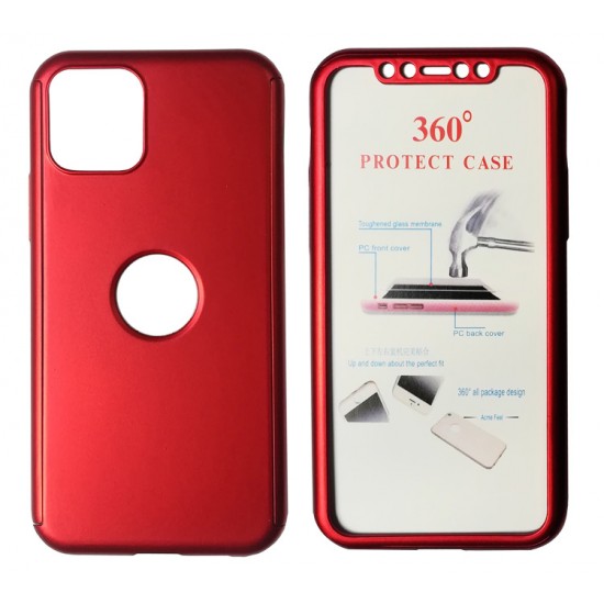 POWERTECH Θήκη Body 360° με Tempered Glass για iPhone 11 Pro, κόκκινη
