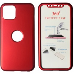 POWERTECH Θήκη Body 360° με Tempered Glass, iPhone 11 Pro Max, κόκκινη