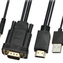 POWERTECH καλώδιο HDMI & USB σε VGA & 3.5mm CAB-H111, 1080p, 5m, μαύρο