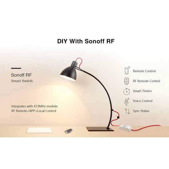 SONOFF Smart Διακόπτης RF2 433MHz, WiFi 2.4GHz, λευκό