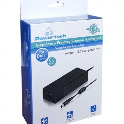 POWERTECH φορτιστής laptop PT-55 για Dell, 90W, 19.5V, μαύρος