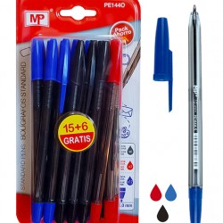 MP στυλό διαρκείας PE144O, 1mm, μπλε, μαύρο & κόκκινο, 21τμχ