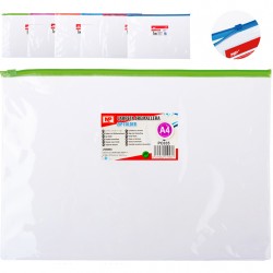 MP διάφανος φάκελος με zip PC035, Α4 21 x 29.7cm, διάφορα χρώματα