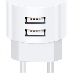 USAMS φορτιστής τοίχου T20, 2x USB, 2.1A, λευκός