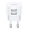 USAMS φορτιστής τοίχου T20, 2x USB, 2.1A, λευκός