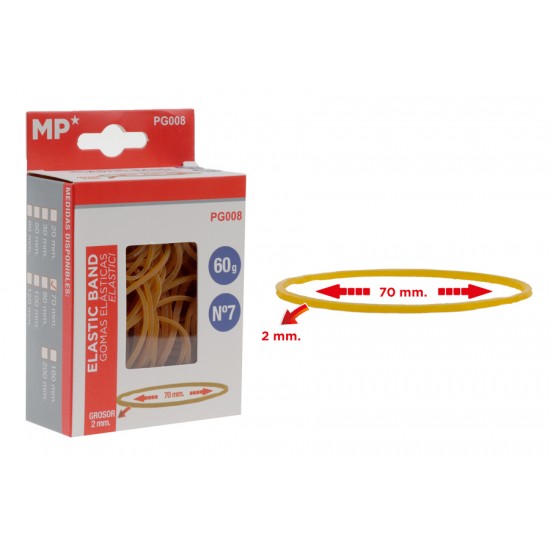 MP λαστιχάκια συσκευασίας PG008 σε κουτί, No7, 2x70mm, 60g