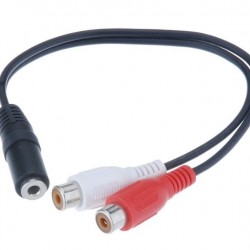 POWERTECH καλώδιο 3.5mm θηλυκό σε 2x RCA θηλυκό CAB-R012 0.20m, μαύρο