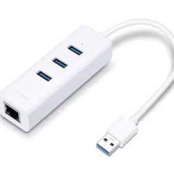 TP-LINK USB Hub UE330 με θύρα δικτύου, 3 θυρών, USB σύνδεση, λευκό