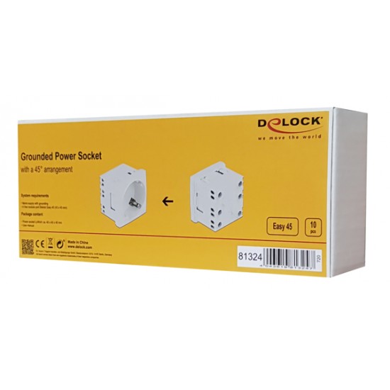 DELOCK module πρίζας ρεύματος Easy 45 81324, 45°, 45x45mm, 10τμχ