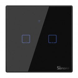 SONOFF smart διακόπτης ΤΧ-T3EU2C, αφής, Wi-Fi, διπλός, μαύρος