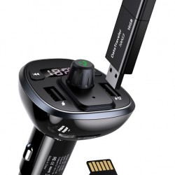 USAMS FM transmitter με οθόνη US-CC115, 2x USB, SD card, 3.4A, μαύρο