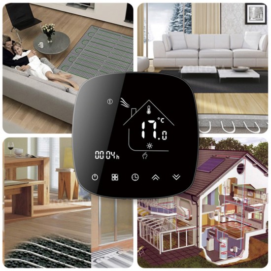 Smart θερμοστάτης αερίου BHT-001-GCLW, WiFi, χωνευτός, μαύρος