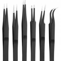 GOOBAY σετ τσιμπίδες 41256, ανοξείδωτες, αντιστατικές, μαύρο, 6τμχ