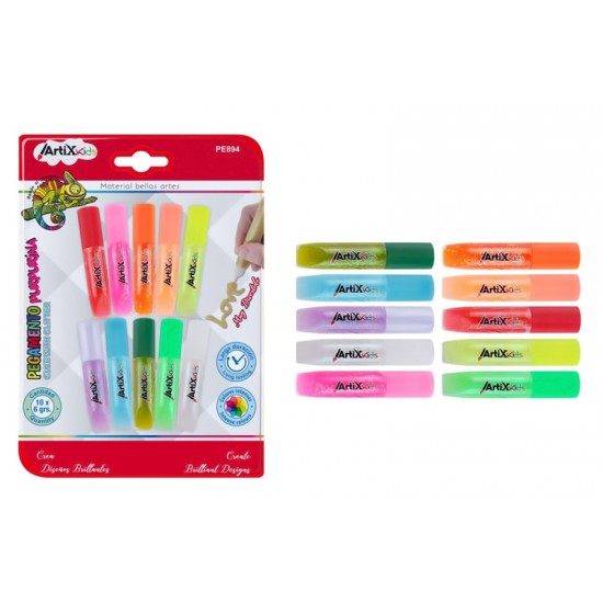 ARTIXKIDS σετ χρωματιστές κόλλες με glitter PE894, 10τμχ