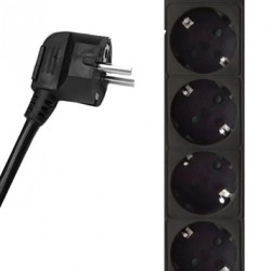 POWERTECH πολύπριζο PT-877, 5x schuko, 16A, 3m, μαύρο
