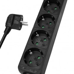 POWERTECH πολύπριζο PT-870, 5x schuko, 16A, 1,5m, μαύρο