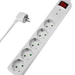 POWERTECH πολύπριζο ασφαλείας PT-880, 5x schuko, 16A, 1.5m, λευκό