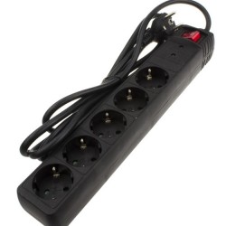 POWERTECH πολύπριζο ασφαλείας PT-881, 5x schuko, 16A, 1.5m, μαύρο