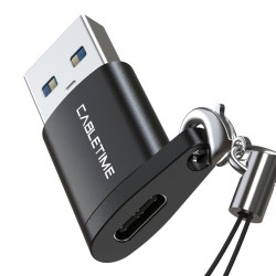 CABLETIME αντάπτορας USB-C σε USB CT-AMCF, 2.1A, 5Gbps, μαύρος