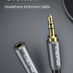 CABLETIME προέκταση καλωδίου ήχου 3.5mm CT-P11F, AUX, 1.8m, μαύρο