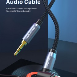 CABLETIME καλώδιο ήχου 3.5mm CT-P11RGN, γωνιακό, AUX, 1.8m, μαύρο