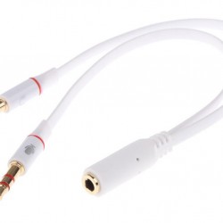 POWERTECH καλώδιο 2x 3.5mm σε 3.5mm θηλυκό CAB-J048, 0.2m, λευκό