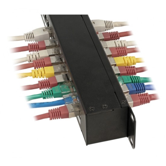 DELOCK patch panel 43295, 19"/1U, CAT 6, 24x coupler RJ45 ports, μαύρο