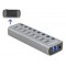 DELOCK USB hub 63264 με διακόπτες, 9x θυρών, 5Gbps, 12V/2.25A PD, γκρι