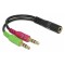 DELOCK καλώδιο 3.5mm σε 2x 3.5mm 65459, CTIA, 12cm, μαύρο