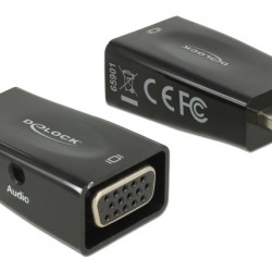 DELOCK αντάπτορας HDMI σε VGA 65901 με 3.5mm, 1080p/60Hz, μαύρος