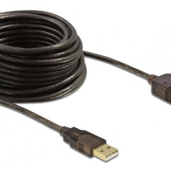 DELOCK καλώδιο USB 2.0 αρσενικό σε θηλυκό 82308, active, 5m, μαύρο