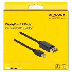 DELOCK καλώδιο mini DisplayPort σε DisplayPort 82438, 4K/60Hz, 2m, μαύρο