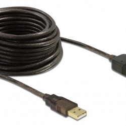 DELOCK καλώδιο USB 2.0 αρσενικό σε θηλυκό 82446, active, 10m, μαύρο