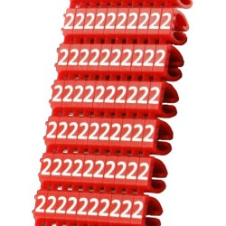 POWERTECH Clip αρίθμησης καλωδίου Νο 2, Red, 10τεμ.