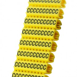 POWERTECH Clip αρίθμησης καλωδίου γράμμα C, Yellow, 10τεμ.
