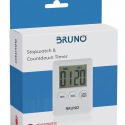 BRUNO χρονόμετρο & αντίστροφη μέτρηση BRN-0063, LCD, με μαγνήτη, λευκό