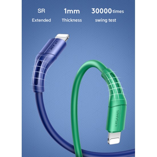 USAMS καλώδιο USB σε Lightning US-SJ500, 2A, 1m, μαύρο