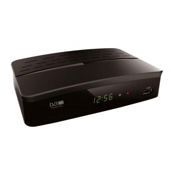POWERTECH ψηφιακός δέκτης MPEG4 PT-370, DVB-T2, SCART & HDMI, προγρ. control