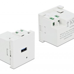 DELOCK module USB θύρα φόρτισης Easy 45 81311, 18W, 45x45mm, λευκό