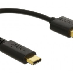 DELOCK καλώδιο USB σε USB-C 85354, 3A, 22AWG, 0.15m, μαύρο