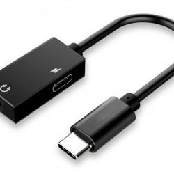 POWERTECH αντάπτορας USB-C σε USB-C & 3.5mm CAB-UC053, μαύρος