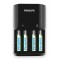 PHILIPS φορτιστής μπαταριών AA & AΑΑ NiMH SCB1450NB με 4x AAA, μαύρος