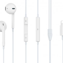 CELEBRAT earphones με μικρόφωνο G17, Lightning, Φ14mm, 1.2m, λευκά