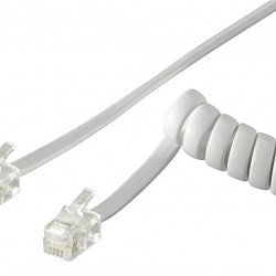 GOOBAY καλώδιο τηλεφώνου 50246, spiral, RJ10 4P4C, CCA, 2m, λευκό