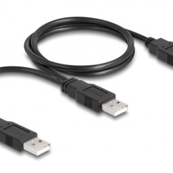 DELOCK καλώδιο USB σε 2x USB 80000, 480Mbps, 70cm, μαύρο