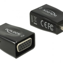 DELOCK αντάπτορας HDMI σε VGA 65902, 1920x1200p/60Hz, μαύρος