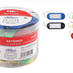 MP μπρελόκ κλειδιών με ετικέτα PA363, 20x58mm, διάφορα χρώματα, 50τμχ