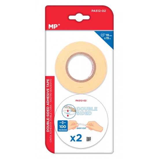MP κολλητική ταινία διπλής όψεως PA512-02, 19mm, 15m, μπεζ, 2τμχ