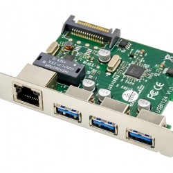 POWERTECH κάρτα επέκτασης PCIe σε USB 3.0 & GbE LAN ST642, VL805&RTL8153