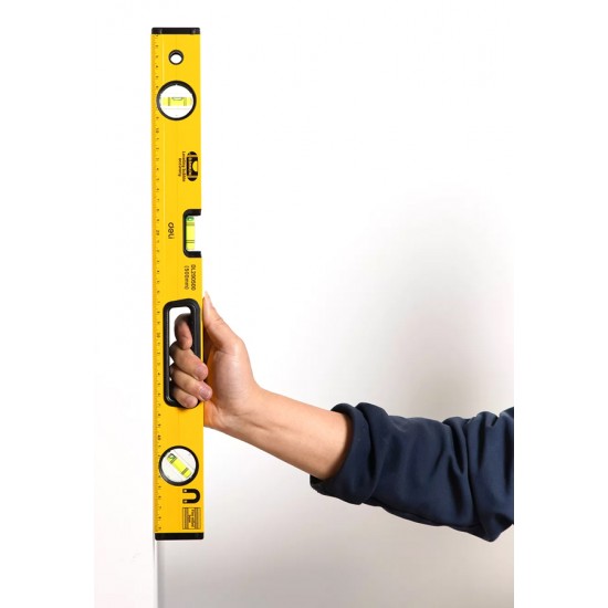 DELI αλφάδι DL290800 με 3 μάτια & χάρακα, μαγνητικό, 80cm